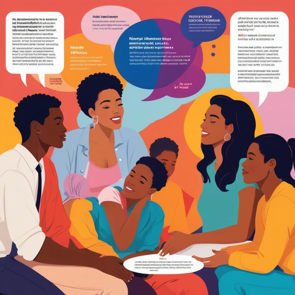 A diverse group of college students sitting in a circle, engaging in an open and respectful discussion about sexual health and consent, with speech bubbles highlighting key points like 'respect,' 'communication,' and 'mutual agreement,' surrounded by educational flyers and posters on the walls. vector art. vibrant colors.